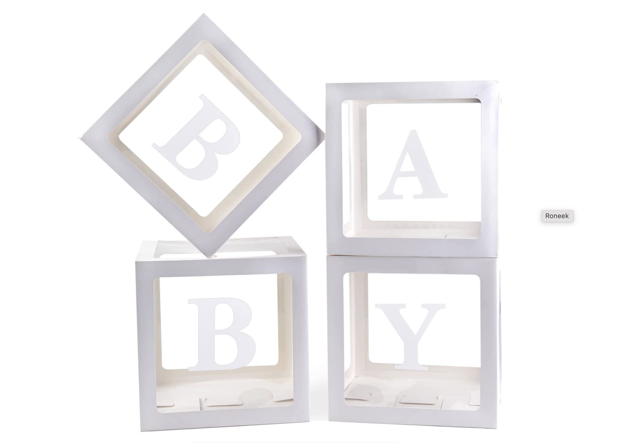 Baby Letter Boxes 4 Pieces For Baby Shower - White - Image 1
